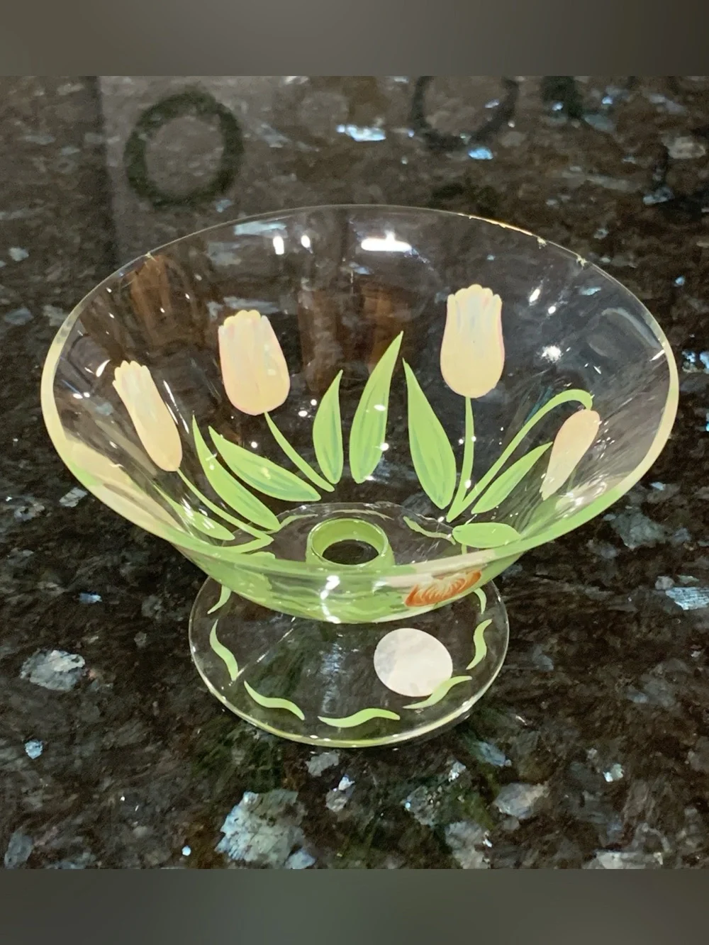 Vintage Princess House Cottage Tulip Footed Crystal Dessert Bowls Set of 2